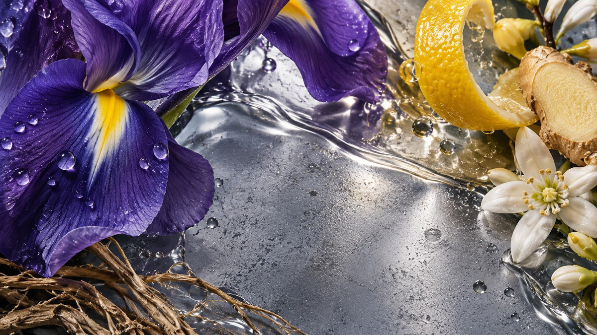 Iris, citrus and concrete textures from the +82 City fragrance catalog